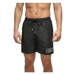 Calvin Klein Men's Reflection Logo Elastic Waist 7" Volley Swim Trunks Black 2XL